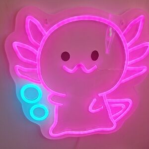 Pink and Blue Axolotl Neon Light
